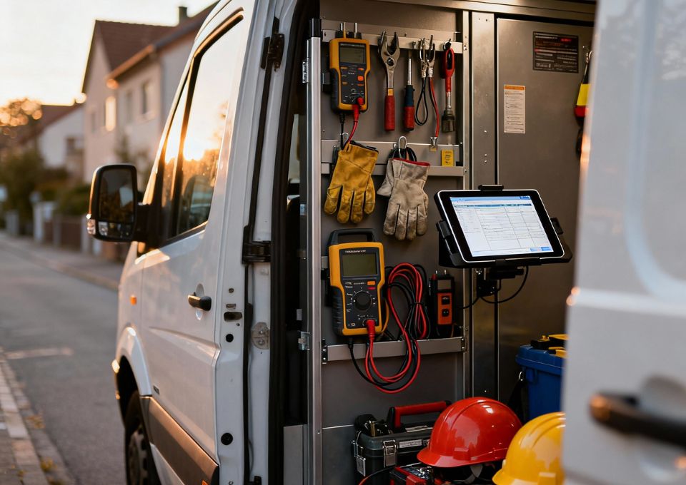 Servicewagen und modernes Werkzeug für Techniker